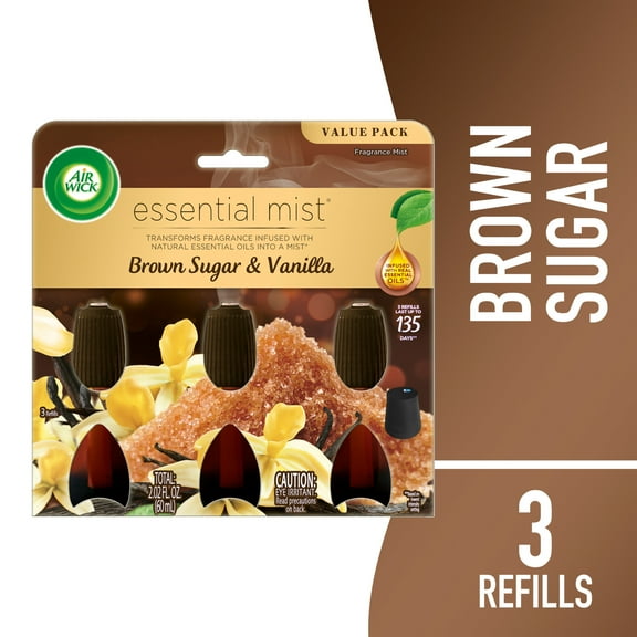 Air Wick Essential Mist Fall Scented Oil Air Freshener Diffuser Refills, Brown Sugar and Cinnamon, 3 Count