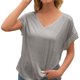 thumbnail image 2 of Qarigey Camisa de manga corta con cuello en V y estampado de rayas para mujer Prendas para la parte del cuerpo Gris S Qarigey AP001320-01, 2 of 6