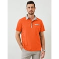 thumbnail image 2 of Demotime Men's Polo Shirts Casual Button-Down Shirts Short Sleeve Polo Shirts Orange M V Neck T Shirts Big and Tall Golf Solid Classic Stylish Tops, 2 of 7