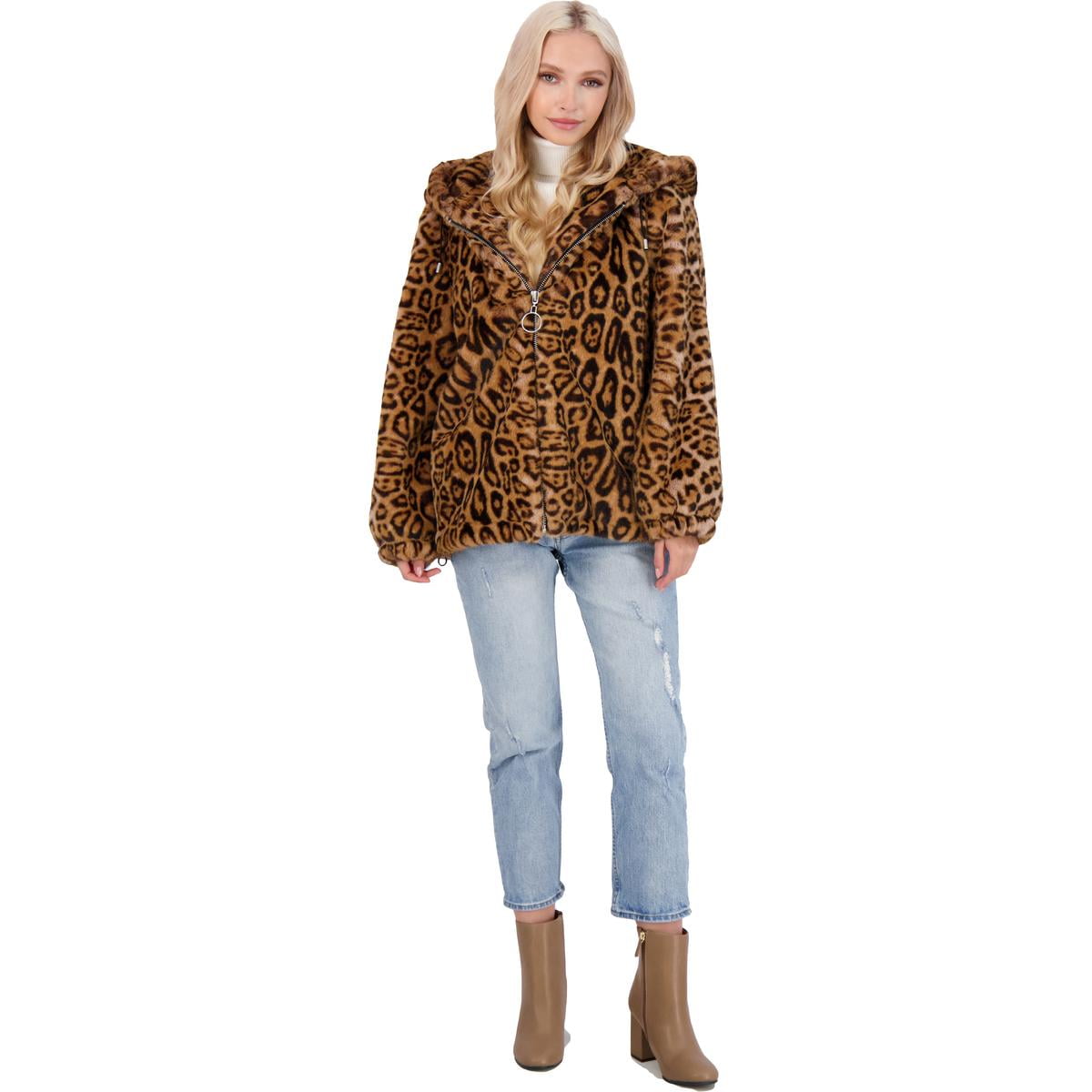 Rebecca Minkoff Aria Women s Faux Fur Hooded Zip Front Jacket