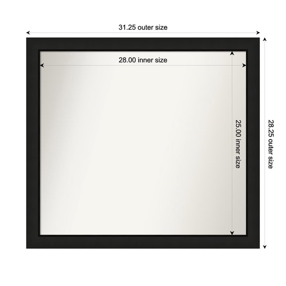 Amanti Art Custom Wall and Bathroom Mirror (28.25 x 31.25 in.), Midnight Black Narrow Frame