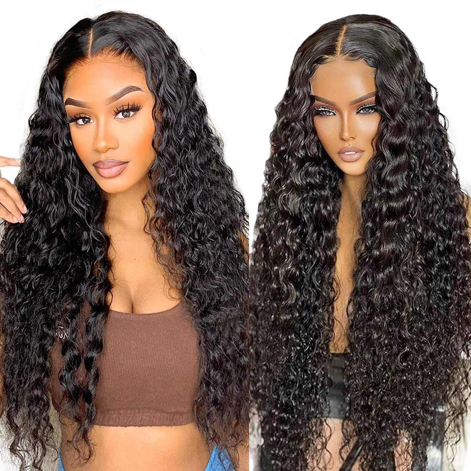 26 Inch Deep Wave Lace Front Wigs Human Hair Hd Lace Frontal Wigs For Black Women Hair 13x6x1 Transparent Lace 250%