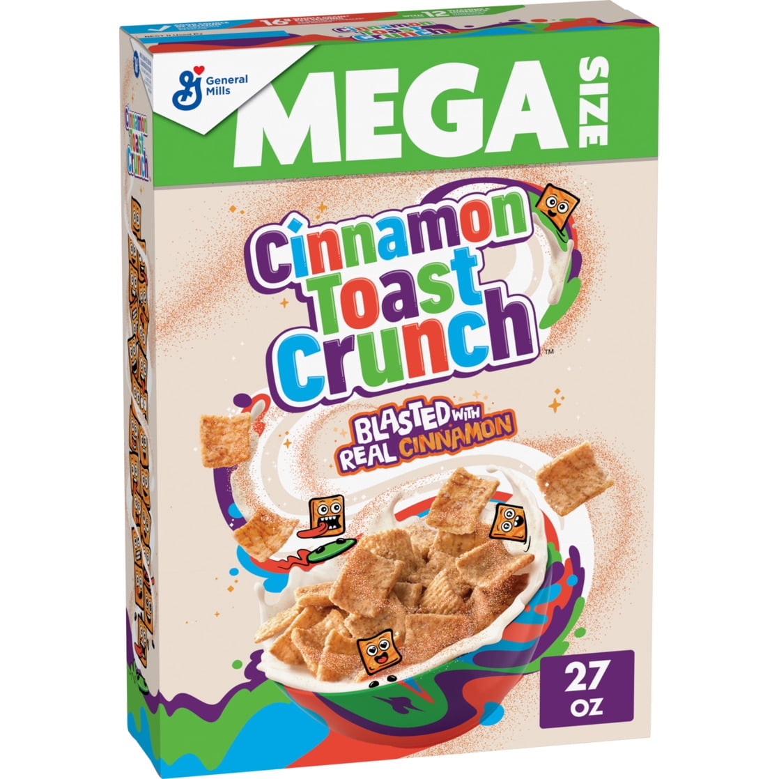 (8 pack) (8 pack) Cinnamon Toast Crunch Breakfast Cereal, Crispy Cinnamon Cereal, Mega Size, 27 oz