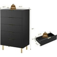 thumbnail image 7 of Garvee Modern Black 5 Drawer Dresser – Stylish Wood Chest with Gold Handles, Large Storage Drawers, Elegant Organizer for Bedroom, Living Room, Entryway, 7 of 7