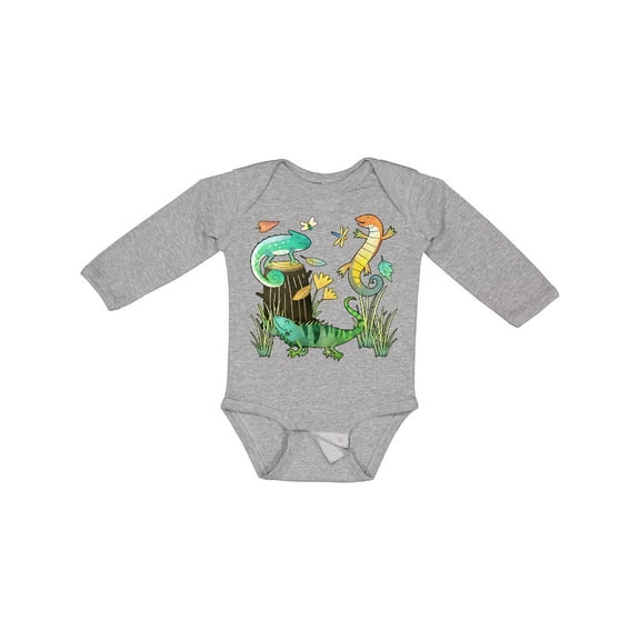 Inktastic Cute Lizards Hanging out Boys or Girls Long Sleeve Baby Bodysuit