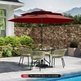 thumbnail image 2 of Gymax 10 FT Solar Patio Umbrella w/ 32 LED Lights 3-Tier Vented Top Tilt Adjustment Wine, 2 of 10