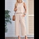 thumbnail image 5 of Conjunto de Dos Piezas de Verano para Mujer: Top Corto Básico Sin Mangas con Cuello Redondo y Pantalones Anchos con Bolsillos Albaricoque L, 5 of 6