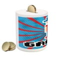 thumbnail image 2 of Video Games Piggy Bank, Red Striped Boom Beams Retro 90's Toys Boy Cap Geometric Arrangement, Ceramic Coin Bank Money Box for Cash Saving, 3.6" X 3.2", Vermilion White, by Ambesonne, 2 of 4