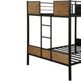 thumbnail image 5 of Full-over-Full Steel Bunk Bed with Safety Rail, Built-in Ladder for Bedroom, Brown, 5 of 9