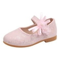thumbnail image 1 of HBFAGFB Flower Girl Shoes Fashion Flat Bottom Lightweight Pearl Ribbon Hook Loop Shoes Pink Size 26, 1 of 5