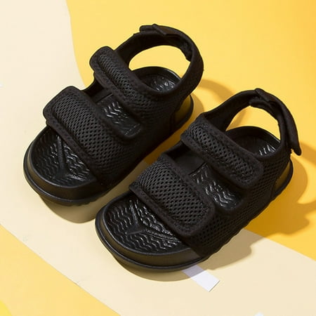 

Toddler Kids Baby Girls Solid Mesh Sandals Non-Slip Shoes EVA Cross Sandals Black 17