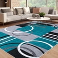 thumbnail image 1 of Machine Washable 6 x 9 Area Rug Geometric Stripes Circles Carpet Pet Children Friendly Non-Slip Non-Shedding Rugs for Living Room, Bedroom, Dining Room, Home Office, Family Room（Blue）, 1 of 7