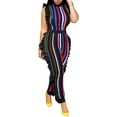 thumbnail image 2 of HLSOHJP Women's Africa Style Striped Jumpsuit Plus Size Romper Colorful Sleeveless Long Pants Ruffle Overalls Sexy Clubwear, 2 of 4