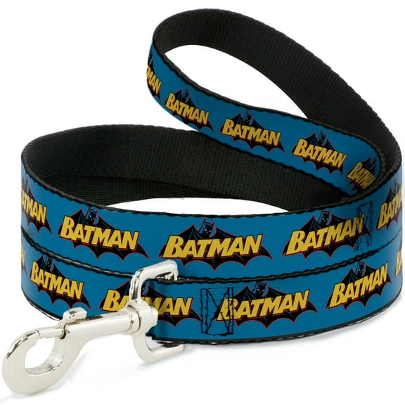 DC Comics Pet Leash, Dog Leash, Vintage Batman Logo Blue, 4 Feet Long 0.5 Inch Wide
