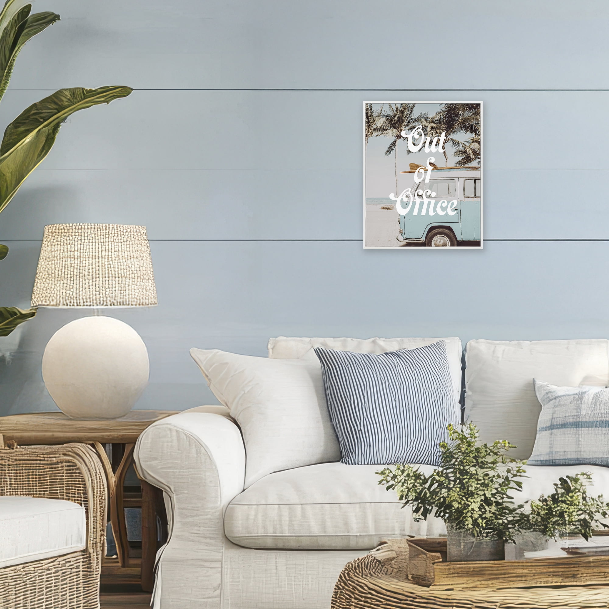 Stupell Industries Retro Out Of Office Beach White Framed Giclee Art, design by Lil' Rue