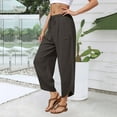 thumbnail image 6 of Women's Pants Plus Size, Women'S Solid Color Baggy Wide-Leg Pants Casual Elastic-Waistband Pocket Pants Women High Waisted Pants (Dark Gray,S), 6 of 9