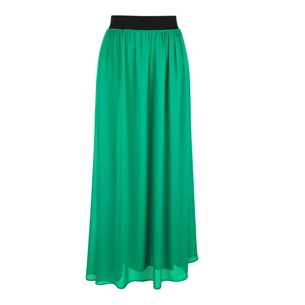 Faship - Faship Women Long Retro Pleated Maxi Skirt Emerald - Emerald,L ...