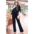 thumbnail image 4 of KOH KOH Long Pant One Off Shoulder 3/4 Short Sleeve Sexy Wide Leg Casual Summer Fall One Piece Jumpsuit Pant Suit Romper Playsuit Tall Overall For Women Dark Navy Blue Medium US 8-10 JSN003, 4 of 6