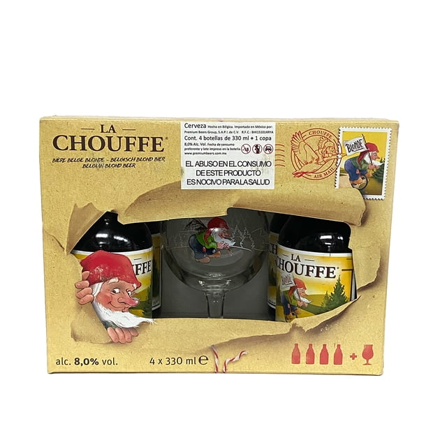 Four Pack Cerveza La Chouffe Blonde Con Copa Blonde Ale