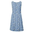 thumbnail image 6 of VSSSJ Women's Summer Sleeveless Loose Dresses Casual V Neck Swing Tank Short Dress Floral Print Mini Beach Sun Dress with Pockets, 6 of 6