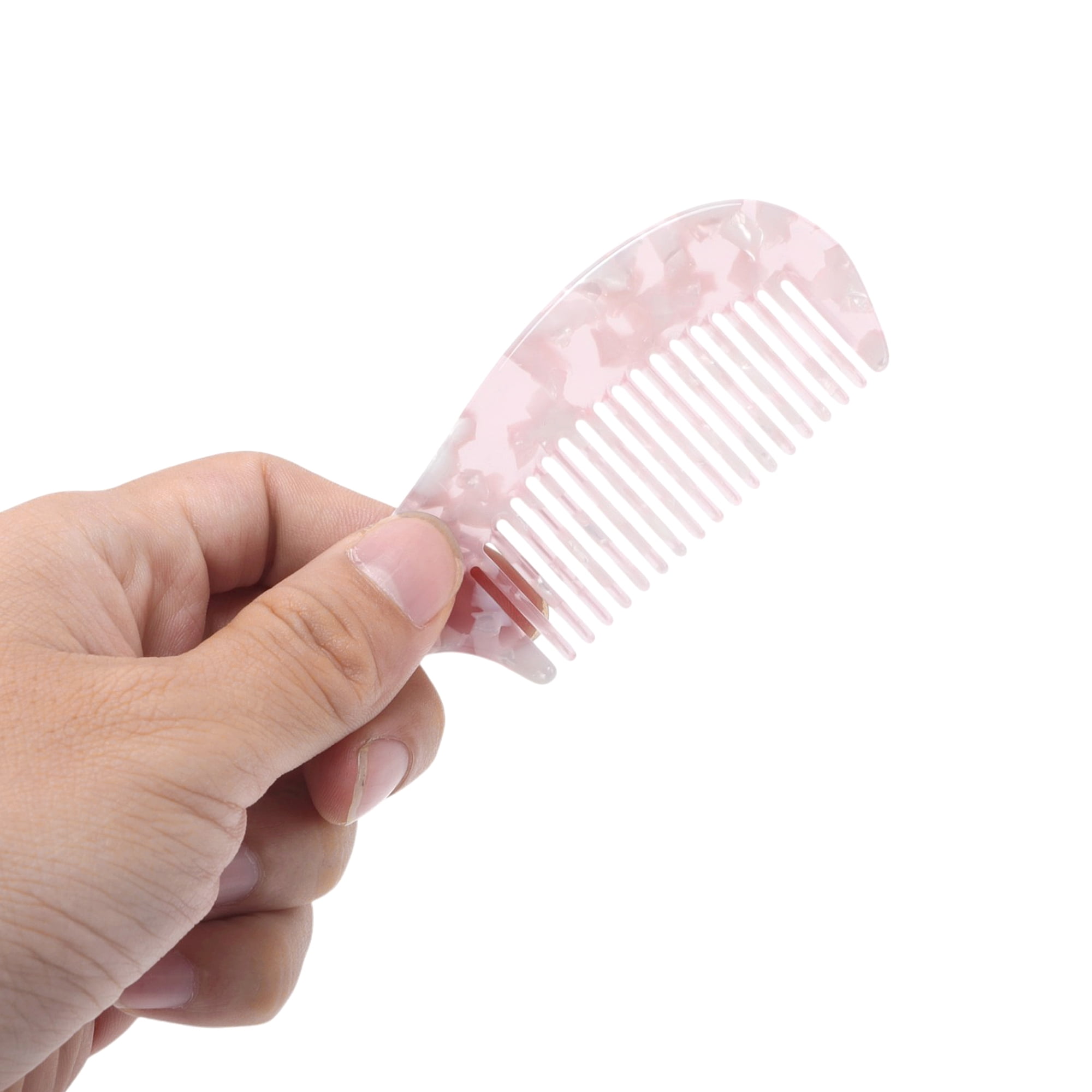 Unique Bargains Durable Marble Texture Large Tooth Comb 1 Pc Pink