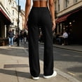 thumbnail image 6 of Lightweight Wide Leg Pants Women Front Seam Elastic Waist Sweatpants Women Casual Lounge Travel Pants with Pockets Solid Color Loose Pants, 6 of 7
