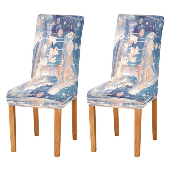 BZSMCE Chairs Slipcovers Dining Chair Covers Cartoon White Fox Creative Pattern