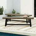 thumbnail image 3 of Acacia Wood Outdoor Bench Set of 2, Sandblast Gray & Black Finish, Rustic Slat Design, 63" Wide Patio Dining Seating, Durable & Weather-Resistant, Perfect for Backyard & Garden, 3 of 13