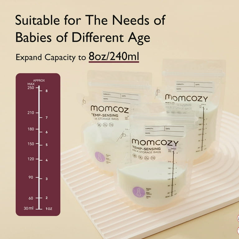Momcozy Breastmilk Storage Bag, 8Oz Temp-Sensing Color