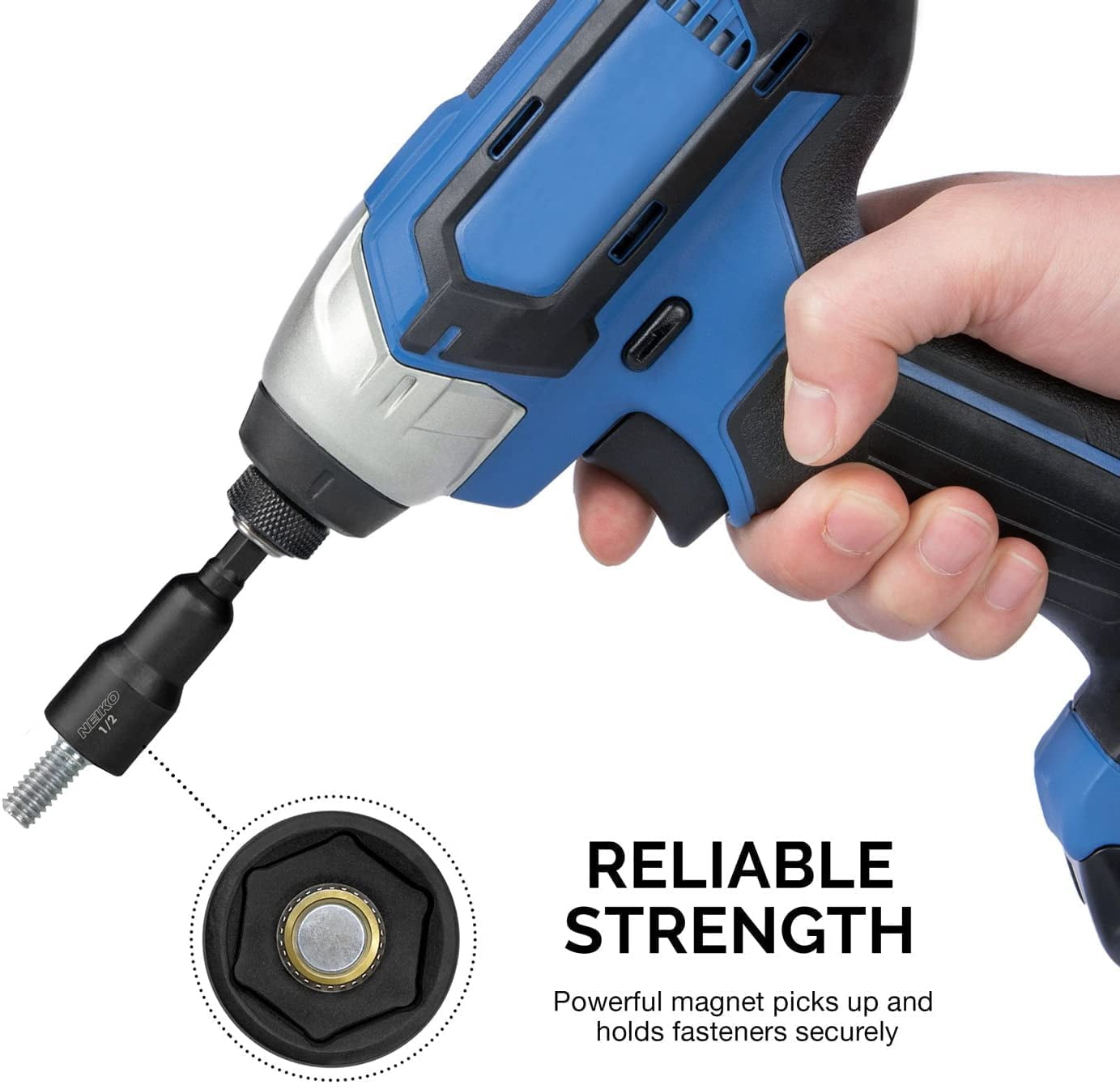 Neiko 10250A Magnetic Hex Impact Nut Driver Set, 12-Piece Driver Bit Set for Drill, Cr-V Steel, 1/4" Quick-Change Hex Shank Nutsetters, Impact Rated SAE & Metric Master Impact Driver Socket Set