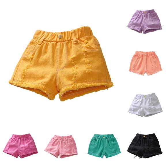TinyBloomm Girls Summer Loose Fashion Personality Casual Thin Denim Shorts, Size 6-7 Years