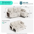 thumbnail image 2 of LINSY HOME 83" Modular Sectional Sofa with Pull Out Bed, Multi-functional Armrest & Storage Chaise, 3-Seat Pull Out Couch with Shelves, USB Ports & Cup Holders, Chenille Beige, 2 of 11