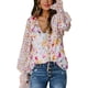 thumbnail image 1 of Blusa de mujer Ticfox con manga farol y botones Estampado floral corte holgado rosa L, 1 of 6