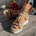 thumbnail image 2 of YLYL Sandals for Women Bohemian Platform Wedge Heel Elastic Ankle Strap Dressy Casual Summer Beach Shoes, 2 of 9