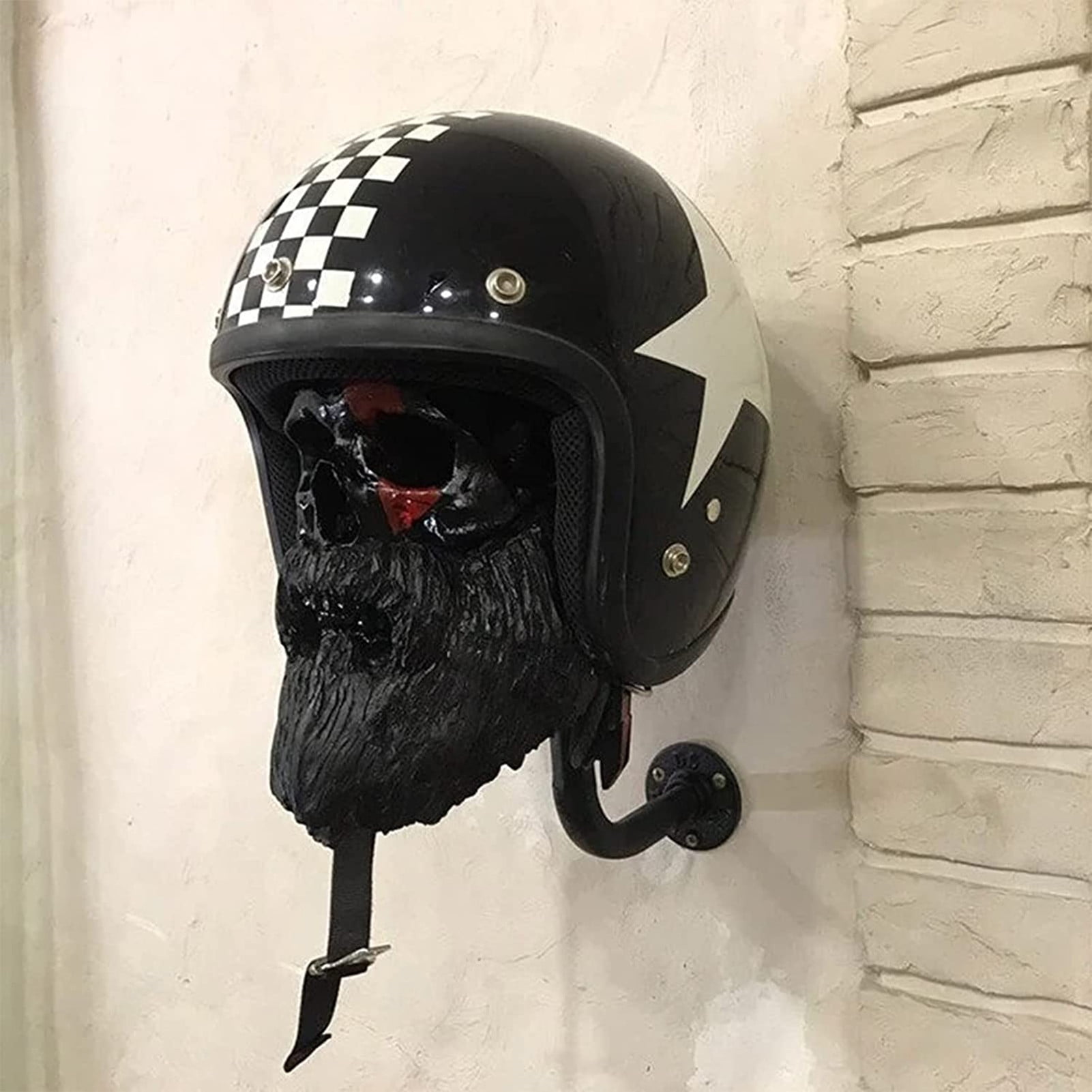 A Gift for Bikers Motorcycle Skull Helmet Holder Skull Helmet Wall Mount,multi-uses Hat Stand for Baseball Cap Bike Motorcycle Helmet Holder Baseballs and Rugby Helmet