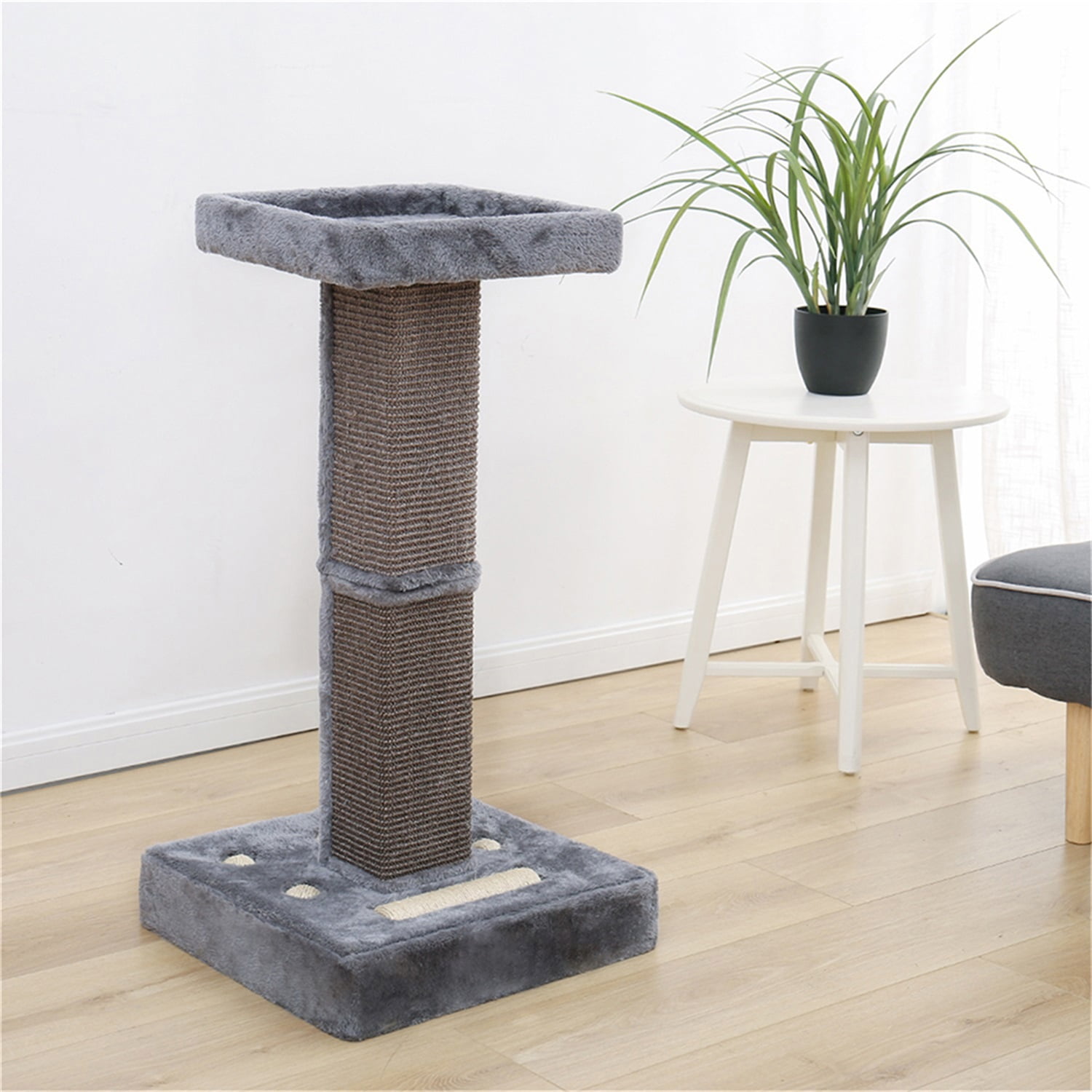 Pefilos 31" Cat Scratching Post for Large Cats with Sisal Rope and 2 Plush Ball, Indoor Square Cat Scratcher Tower Furniture, Gray Pefilos 31" Cat Scratching Post for Large Cats with Sisal Rope and 2 Plush Ball, Indoor Square Cat Scratcher Tower Furniture, Gray