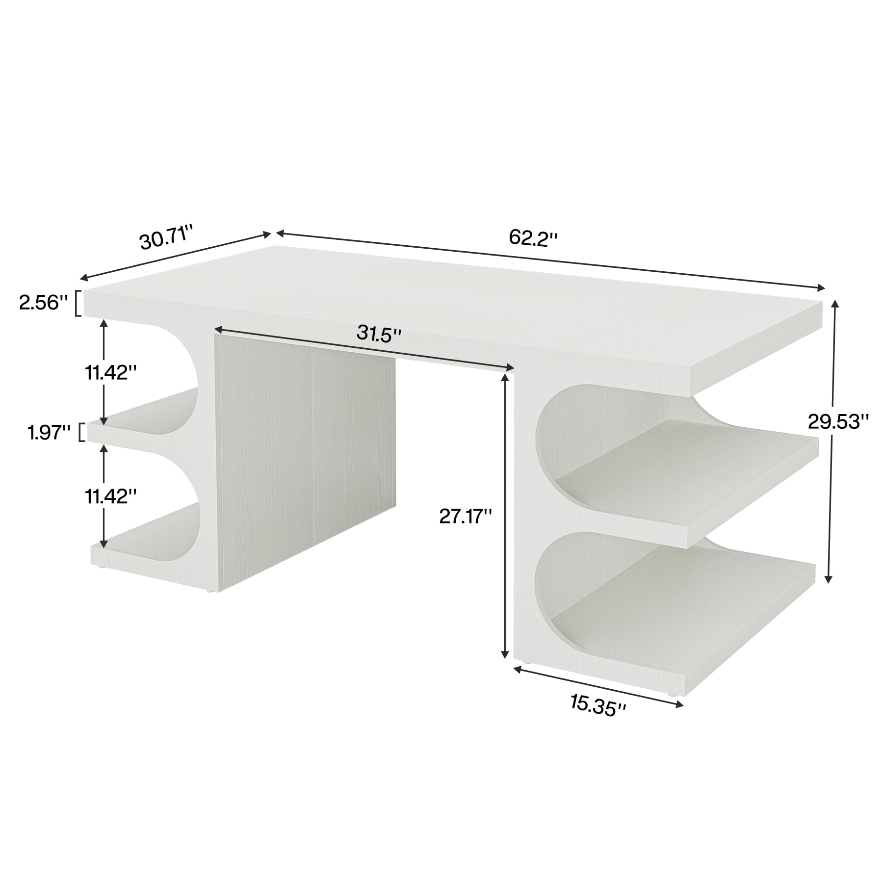 Tribesigns Wood Executive Desk, 62 Inches Computer Desk, Office Desk, Extra Long Writing Desk for Home Office (White)