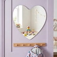 thumbnail image 3 of Ouuluon Heart Shaped Wall Mirror, Frameless Self Adhesive Bathroom Mirror, 12×12in Hd Flexible Acrylic Wall Mirrors for Bathroom Bedroom Vanity, 3 of 6