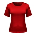thumbnail image 5 of FNFYFH Plus Size Tops with Shelf Bra for Women Crewneck Ribbed Top with Built in Bra Summer Basic Tees, 5 of 7