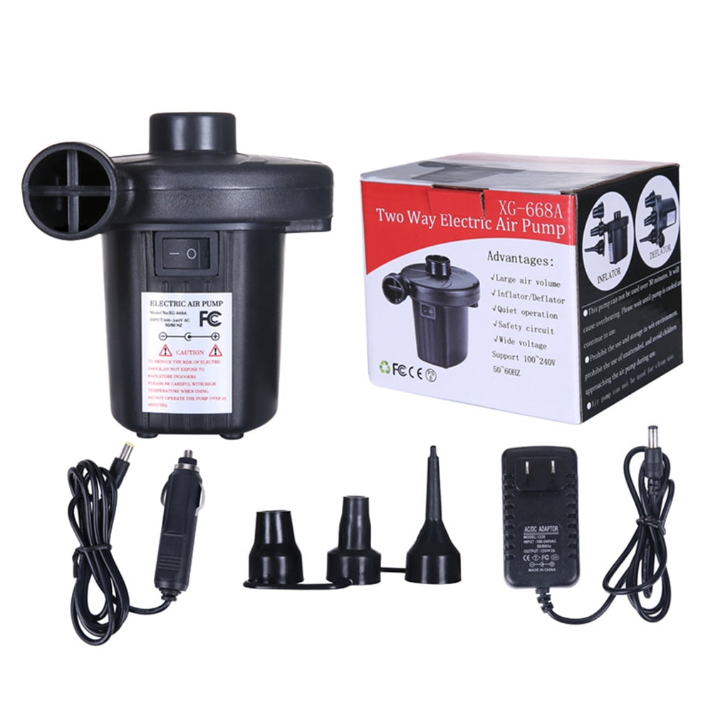 Electric Air Pump, Portable Quick-Fill Air Pump with 3 Nozzles, 110V AC/12V DC