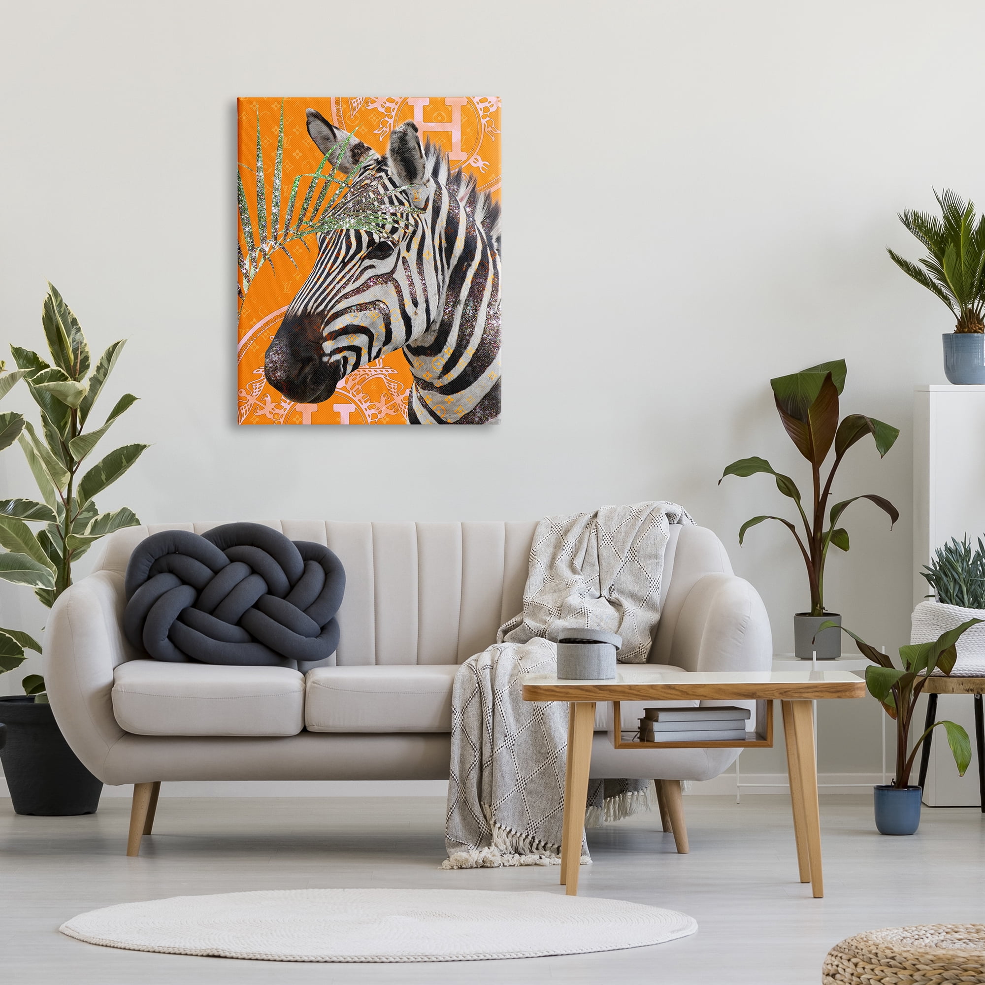 Stupell Industries Zebra Stripes Symbol Pattern Glam Detail Leaf Graphic Art Gallery Wrapped Canvas Print Wall Art, Design by Ziwei Li