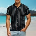 thumbnail image 2 of Ashirexll Button up Shirt Men, Big and Tall Shirts for Men, Summer Fashion Striped Printed Short Sleeve Turndown Collar Tops, 2 of 7