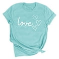 thumbnail image 2 of Otvok Valentine'S Day Tops for Women's Love Love Print T-Shirt Round Neck Short Sleeve Blouses Shirts, 2 of 6