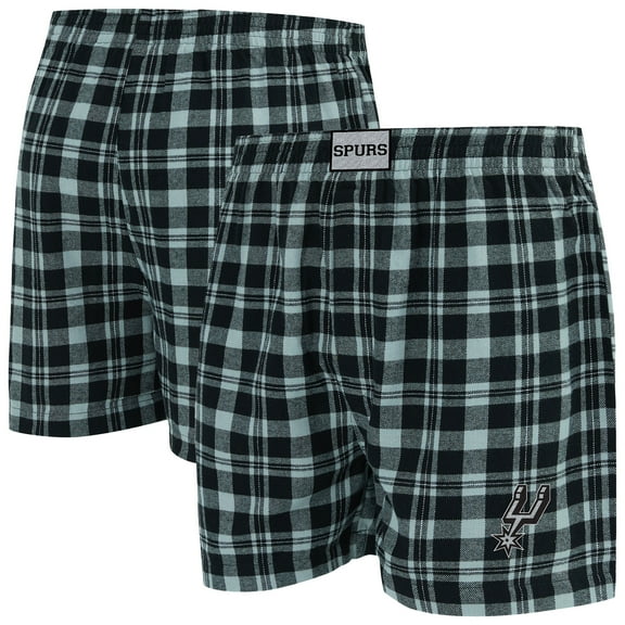 Men's Concepts Sport Black/Silver San Antonio Spurs Hawthorn Flannel Boxer