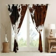 thumbnail image 4 of Milk Cow Print Curtains & Drapes,Black Brown Cowhide Window Curtains,Farmhouse Rustic Animal Skin Blackout Curtains,Bull Cattle Window Treatments Bohemian Exotic Decor, 4 of 6