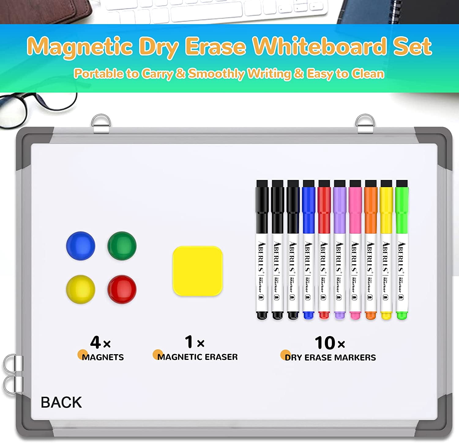 Small Weekly Calendar Dry Erase Whiteboard for Wall, 16" x 12" Magnetic Board, Hanging Double-Sided White Portable Board List, Kitchen, Planning, Memo, Home, Office