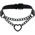 thumbnail image 1 of Collar ajustable TUNC Sencillez PU cuero sintético negro gótico punk corazón, 1 of 5
