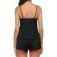 thumbnail image 3 of 2026 2pcs/set Women Satin Silk Pajamas Set Lace Trim V-neck Camisole Top Shorts Nightwear Sleepwear, 3 of 4