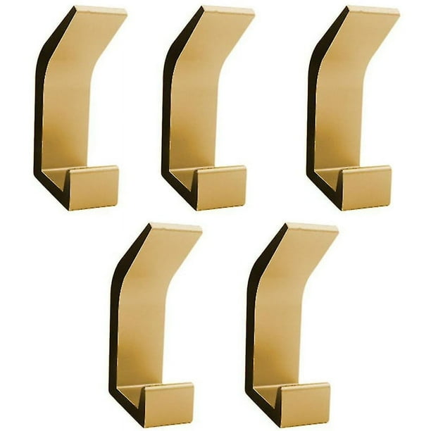 Ganchos de pared resistentes al agua, ganchos para toallas de acero inoxidable cepillado dorado, resistentes para múltiples artículos en el baño, la cocina, el dormitorio y el inodoro (5)