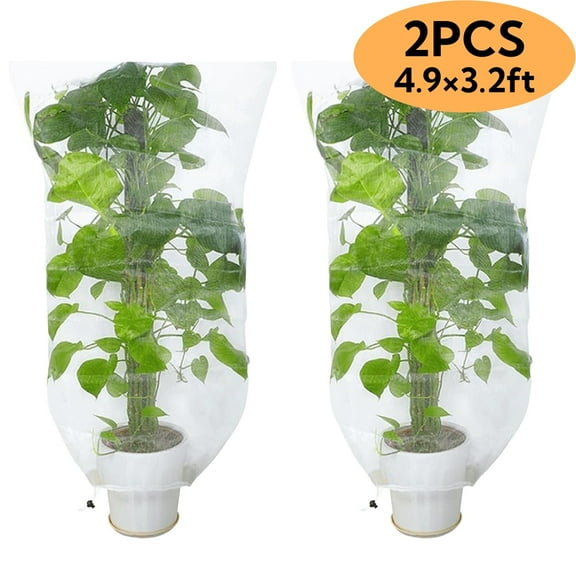 Plant Netting,  2 Pcs Fruit Tree Garden Insect Netting Mesh Plant Cover Bird Netting With Drawstring 4.9 X 3.2FT